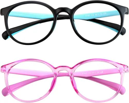 Miniatura 16 de 2 pares de lentes de bloqueo de luz azul para niños, protección UV400, antirayos azules, para computadora para niños y niñas de 3 a 12 años