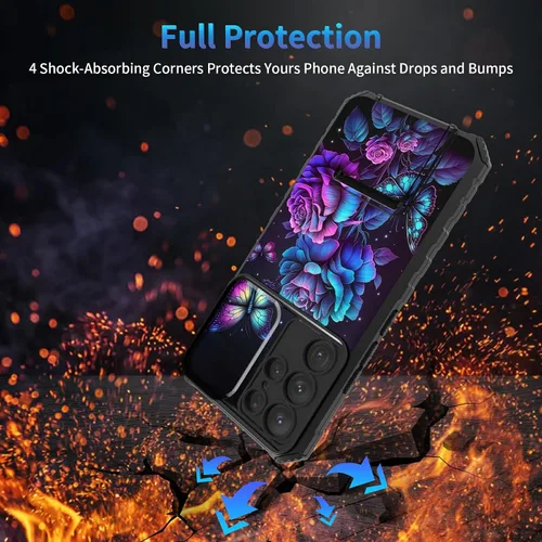 Miniatura 195 de Funda para Samsung Galaxy S22 Ultra 5G, Galaxy S22 Ultra con cubierta de cámara deslizante, funda resistente de doble capa con función atril Black