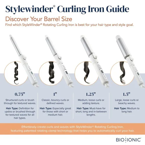 Miniatura 5 de BIO Ionic StyleWinder Professional Rotating Curling Iron - Ceramic Curling Iron, 1 Hour Automatic Shut-Off, 440 °F Temperature Control Curling Wand