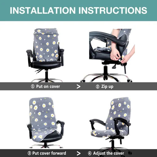 Miniatura 7 de Melaluxe - Funda elástica universal para silla de oficina, cubierta para silla de escritorio, fundas deslizantes para silla de computadora