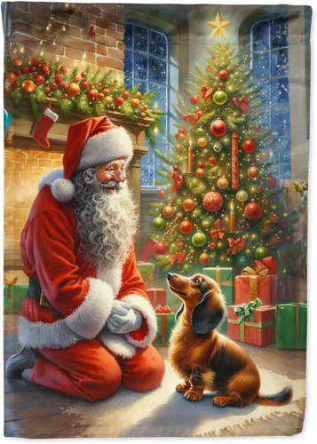 Miniatura 50 de Caroline's Treasures DAC4159CHF - Bandera de casa de Husky siberiano y Papá Noel para porche, grande, para colgar en la pared, poliéster