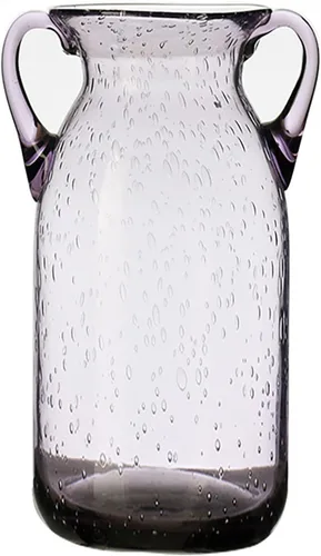 Miniatura 4 de Jarrón de cristal transparente, florero de vidrio con doble oreja, jarrón de boca ancha para decoración de interiores y exteriores (3)
