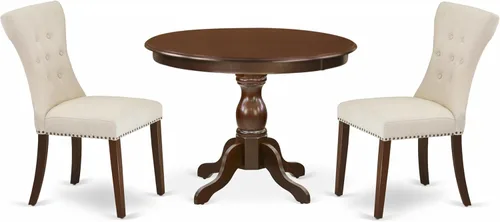Miniatura 19 de East West Furniture HBGA5-AWA-03 - Juego de mesa de comedor de 5 piezas para 4 personas, incluye una mesa de cocina redonda con pedestal y 4 sillas