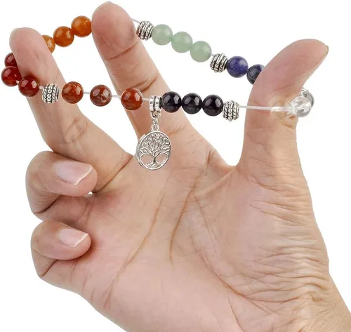 Miniatura 3 de Top Plaza Pulsera de curación de 7 chakras, reiki, piedras reales, yoga, meditación, mala, pulseras elásticas para mujeres, aleación de plata