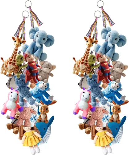 Miniatura 7 de 2 cadenas de almacenamiento colgantes de algodón de 80 pulgadas para animales de peluche, cada cadena de exhibición bohemia viene con 20 clips