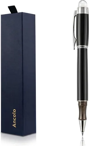 Miniatura 10 de Ancolo Bolígrafos de rodillo personalizados, juego de escritura suave de lujo con punta de cristal, tinta negra, personalizada con tu nombre