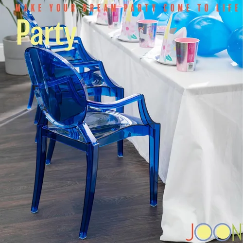 Miniatura 2 de JOON Paquete de 2 sillas fantasma para niños con reposabrazos transparentes, 25 x 13 x 14.5 pulgadas, material de policarbonato, altura del asiento