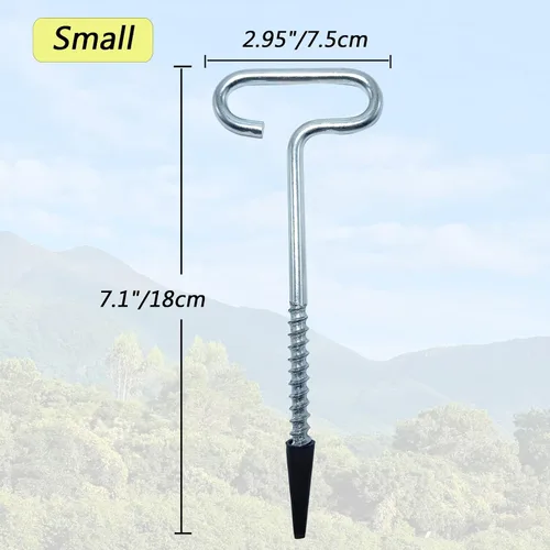 Miniatura 2 de 4 estacas de tienda de campaña resistentes, anclajes de tierra de 7.1 in, clavija roscada para vientos fuertes, clavos de refugio de pesca en hielo