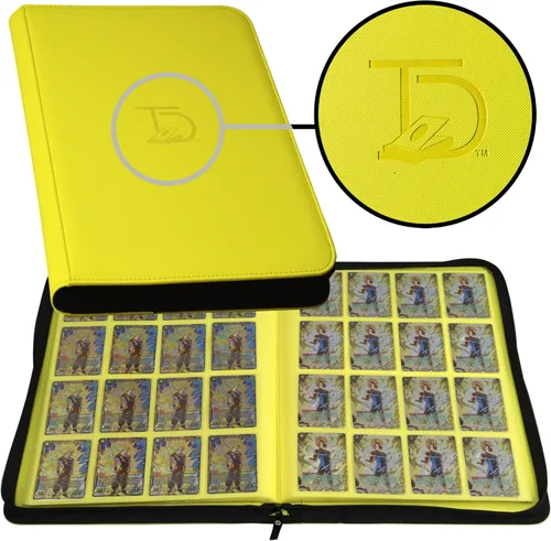 TopDeck Carpeta TCG - Amarilla, carpeta de tarjetas de carga lateral de 16 bolsillos, compatible con Pokemon, Yu-Gi-Oh, Magic the Gathering y más