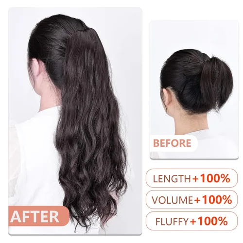 Miniatura 151 de Extensiones de cola de caballo de cabello rubio, extensiones de cola de caballo para mujer, pinza de extensiones de cabello rizado de 12 pulgadas