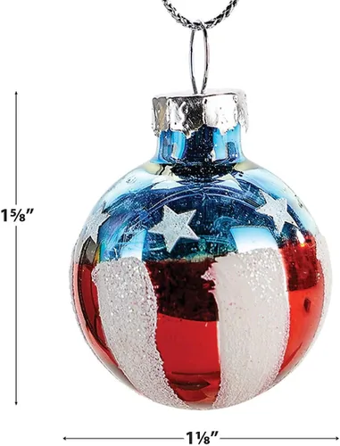 Miniatura 3 de Lillian Vernon Americana - Adornos patrióticos de vidrio soplado – Decoración de árbol colgante hecha a mano, decoración redonda americana