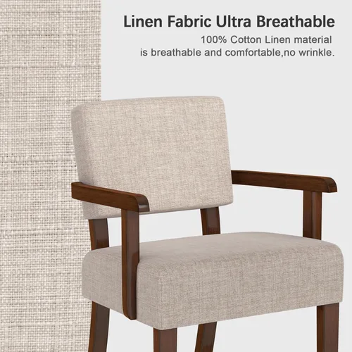 Miniatura 6 de FAGAGA Silla decorativa, sillas de sala de estar de gran tamaño con asiento suave y reposabrazos para salas de estar y comedor Beige