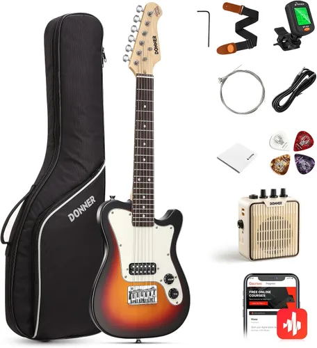 Miniatura 10 de Donner Kit de guitarra eléctrica para niños de 30 pulgadas para principiantes, estilo ST, mini guitarra eléctrica para niños y niñas