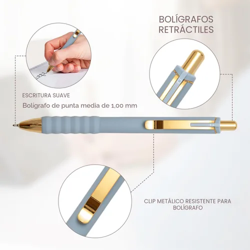 Miniatura 3 de Aisibeiger Bolígrafos de tinta negra con agarre súper suave de punta media de 1.0 mm Bolígrafos de oficina (oro 12 unidades)