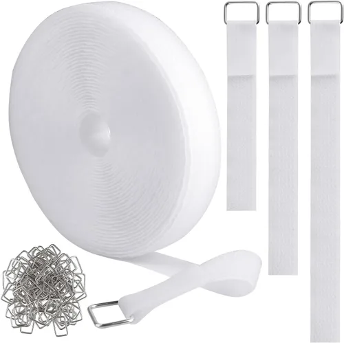 Miniatura 15 de YMCRLUX Correas de gancho y bucle de 1 x 16 pies con 25 hebillas de metal, correas de cable de fijación ajustables, correa de cincha cortada a