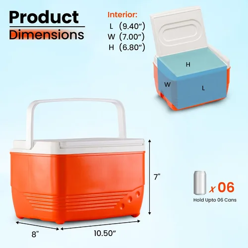 Miniatura 2 de Pequeña carcasa rígida para enfriar, hielera con mango retráctil, pequeña caja de refrigeración dura con retención de hielo de 3 a 4 días, enfriador