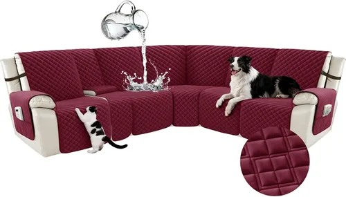 Miniatura 117 de Arfntevss Fundas para sofá seccional reclinable para sofá seccional en forma de L, funda antideslizante lavable para sofá reclinable con forma de L