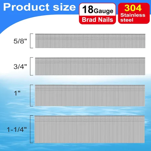 Miniatura 2 de Clavos Brad de Acero Inoxidable 304 Calibre 18 (1-1/4", 1", 3/4", 5/8 pulgadas) 2000 piezas Clavos 18 GA para Pistola de Clavos Surtidos y Clavos