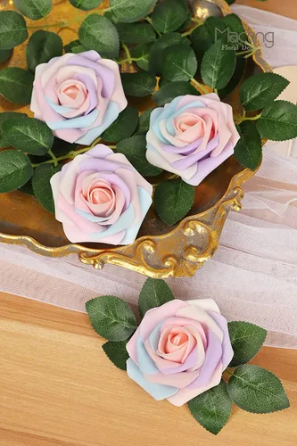 Miniatura 3 de MACTING 30 piezas Flores Rosas Artificiales de Tacto Real Flores Falsas con Tallo Rosas de Espuma para Bricolaje Ramo de Boda Centros de Mesa Fiesta