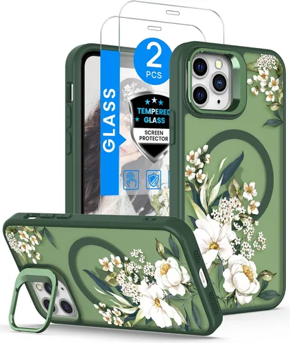 Miniatura 11 de Dretal Magnético para iPhone 11 Pro, Funda Floral, Protector de Pantalla, Anillo de Lente Integrado, Soporte, Protección de Grado Militar, Funda