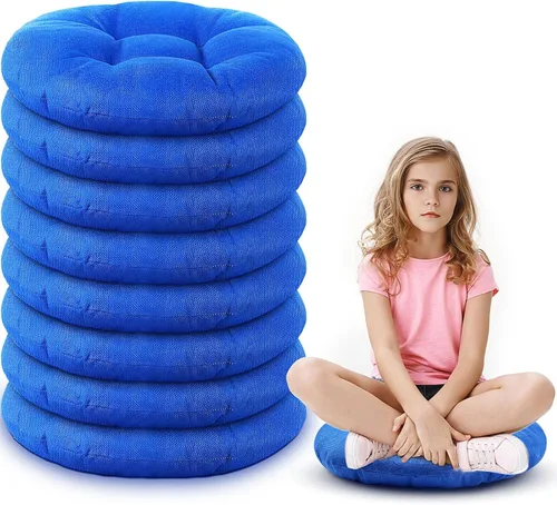 Miniatura 11 de Fumete - 8 piezas de cojines de piso redondos de 16 pulgadas para niños y bebés, asientos flexibles para muebles de aula, almohada de piso