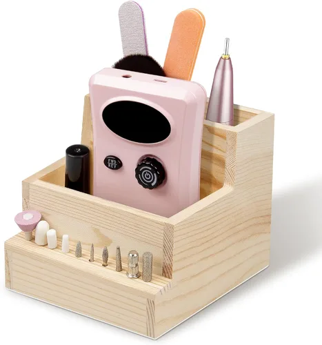Soporte para brocas de uñas, 10 agujeros de madera, caja de almacenamiento de exhibición, organizador de brocas para uso doméstico o salón de uñas