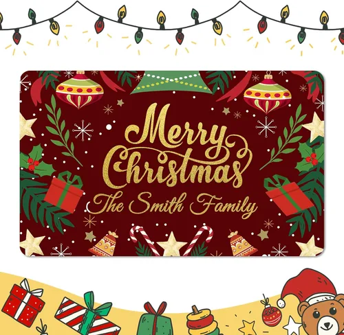 Miniatura 12 de Tapete personalizado de bienvenida de Navidad para entrada al aire libre con nombre, tapete de puerta de Navidad personalizado para Navidad, tapete