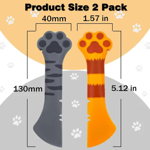 Miniatura 6 de Joyinjojo 2 Pack Cuchara para Comida de Perro y Gato, Linda Cuchara Abrelatas de Silicona con Forma de Pata de Mascota para Comida Húmeda y Enlatada