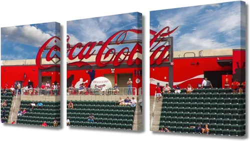 Miniatura 25 de TUMOVO American Sports - Decoración de pared Wrigley Stadium, 3 piezas, arte de pared de estadio de béisbol, cuadros para decoración del hogar