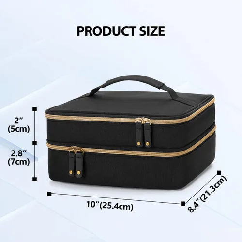 Miniatura 6 de CURMIO Estuche de transporte de viaje para cortapelos de doble capa, organizador de suministros de peluquería, bolsa de almacenamiento compatible