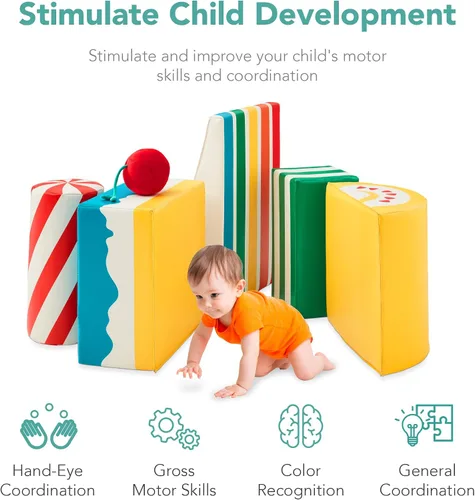 Miniatura 5 de Best Choice Products Estructuras de Juego de Actividad de 5 Piezas de Bloques de Espuma Suave para Escalar y Gatear para Niños para el Desarrollo 5