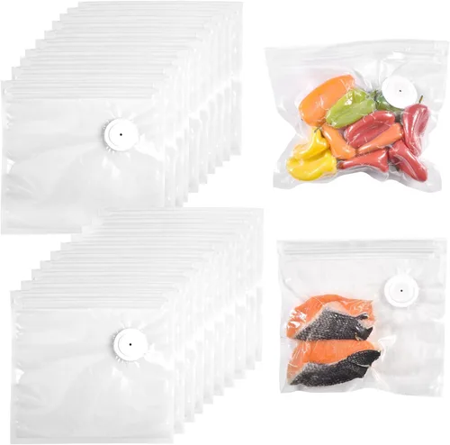 Miniatura 5 de Bolsas reutilizables selladoras al vacío para alimentos, 15 bolsas pequeñas sin BPA (8 x 8 pulgadas), para almacenamiento de alimentos, congelador