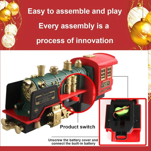 Miniatura 2 de Tren eléctrico de Navidad con control remoto con humo, luces, sonido, locomotora, automóviles y transporte remoto, recargable por USB, con pista