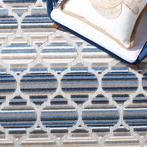 Miniatura 2 de SAFAVIEH Alfombra lavable para exteriores, colección Cabaña, 2'2" x 5', azul y gris, no desprende pelusa y fácil de limpiar, entrada puerta