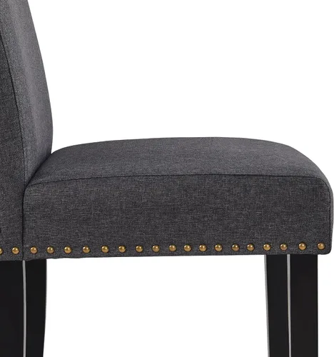 Miniatura 7 de Yaheetech Juego de 6 sillas de comedor tapizadas, sillas de cocina modernas con adornos de cabeza de clavo y patas de madera maciza para comedor