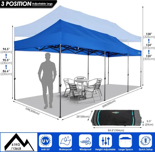 Miniatura 117 de COBIZI Tienda de campaña desplegable de 6.6 x 6.6 pies, toldo resistente, fácil de instalar, impermeable, para exteriores, fiestas, playa, jardín