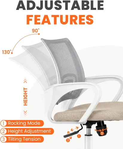 Miniatura 4 de NEO CHAIR Silla de escritorio de oficina para computadora, ergonómica de malla para juegos, asiento trasero medio con cómodo soporte lumbar, altura
