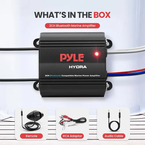 Miniatura 6 de Pyle Amplificador marino automático de 2 canales, 200 vatios RMS 4 OHM estéreo de rango completo con Bluetooth inalámbrico y potente altavoz Prime