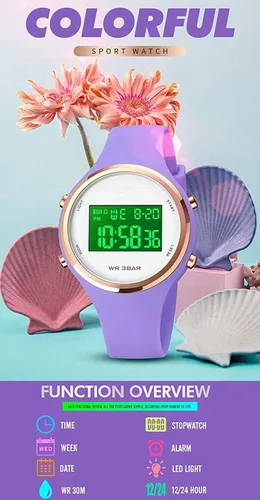 Miniatura 3 de Relojes deportivos para exteriores reloj despertador 5 bares impermeable LED digital