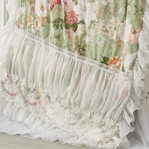 Miniatura 3 de Brandream Juego de ropa de cama de cuna para niñas, juego de guardería floral de jardín de 3 piezas edredón de bebé con volantes, sábana de cuna