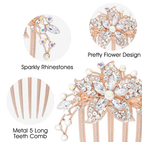 Miniatura 6 de inSowni Paquete de 6 diamantes de imitación brillantes con purpurina de lujo, diamantes de imitación decorativos de metal dorado para el cabello