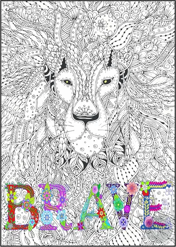 SJPRINTER Arte de pared inspirador, póster motivacional gigante para colorear con mandala, para niños y adultos, ideal para niñas y niños,