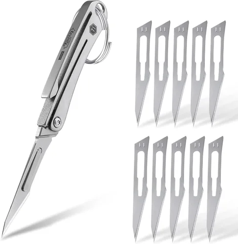 KeyUnity KK07 - Cuchilla de Utilidad de Precisión para Manualidades, mango de titanio, mini herramienta de corte para manualidades, proyectos de
