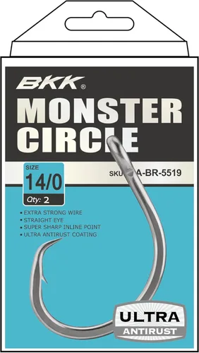Miniatura 2 de BKK Gancho Monster Circle 4X Revestimiento ultraantioxidante de agua salada Punta de gancho de aguja Mango forjado Cebo de arrastre y vivo