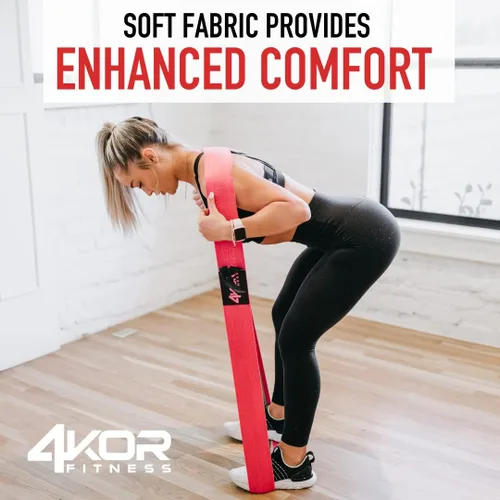 Miniatura 2 de Banda de resistencia de 4KOR Fitness, 50 x 3 pulgadas, hecha de tela cómoda antideslizante, perfecta para terapia física, yoga y construcción