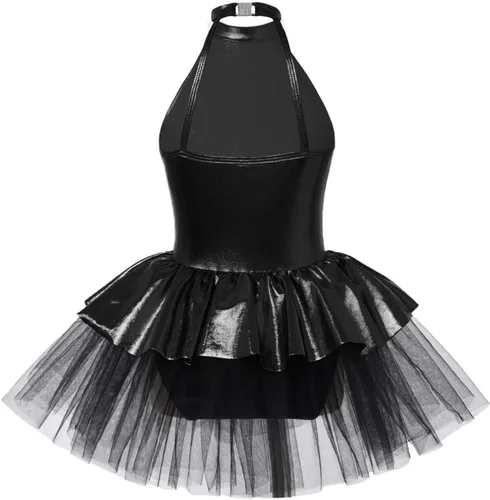 Miniatura 85 de CHICTRY Vestido tutú de ballet con lentejuelas brillantes para niñas y niñas, moderno disfraz de baile latino de jazz