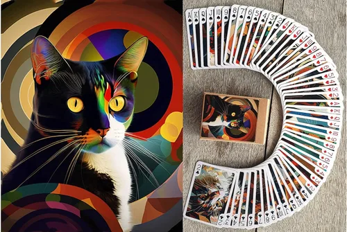 Miniatura 6 de Art Nouveau Gato Retratos Naipes (Poker Deck 54 Cartas Todas Diferentes) Art Nouveau Art Deco Retratos de Gatos Victorianos Carteles Artnouveaucat