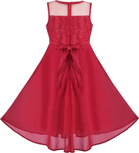 Miniatura 2 de Sunny Fashion Vestido de niña Flor Encaje Top Borgoña Gradient Falda Sin Mangas