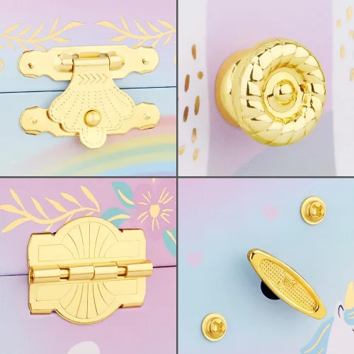 Miniatura 22 de RR ROUND RICH DESIGN - Joyero musical para niñas con cajón y juego de joyas con tema de bailarina, melodía de “El lago de los cisnes”, color rosado