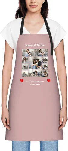 Miniatura 55 de Delantales personalizados para mujer, diseño de delantal de chef ajustable con nombre, textos, fotos, flores, regalos para el día de la madre